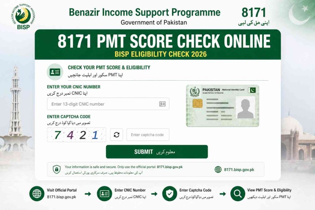 8171 PMT Score Check Online BISP Eligibility 2026
