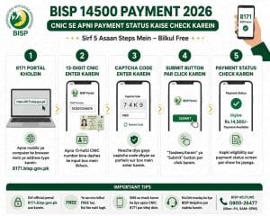 BISP 14500 payment 2026 check steps, Rs.14,500 Kafalat aur Taleemi Wazaif guide Pakistan